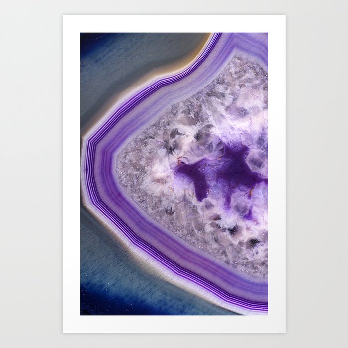 Purple agate slice #3089 Art Print