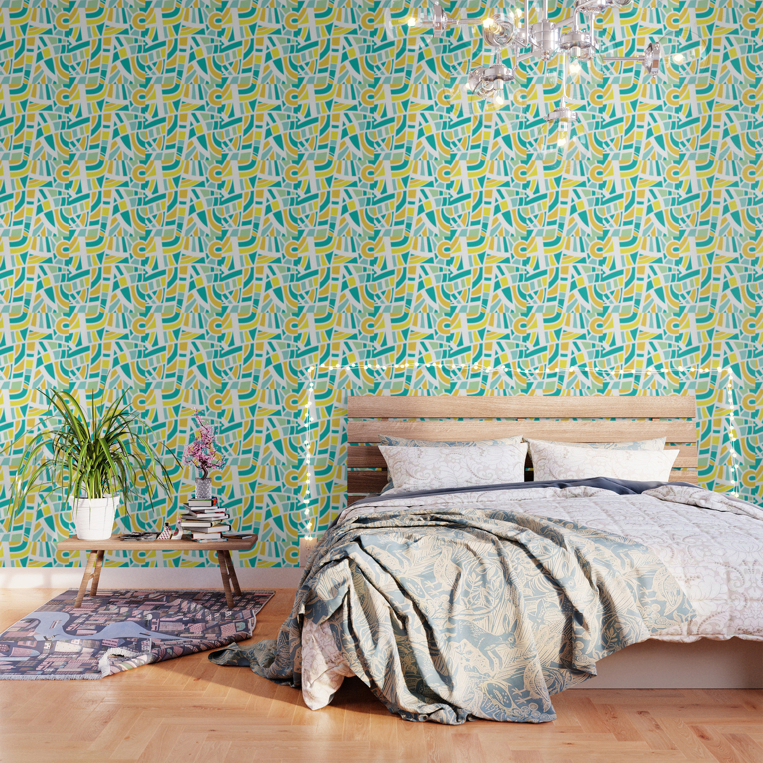Broken Blue And Yellow Abstract Wallpaper By Createdprototype