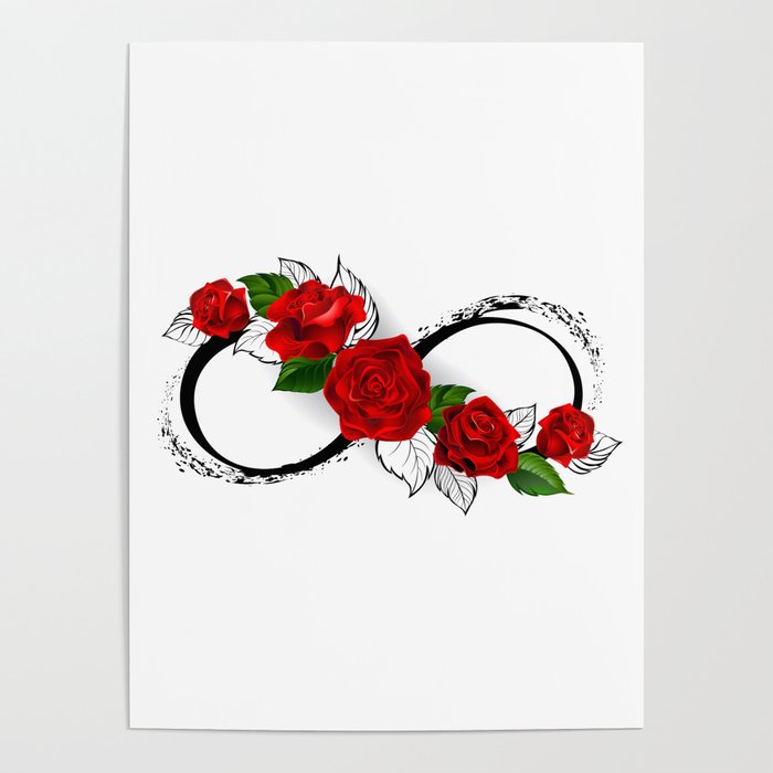 Infinity Symbol with Red Roses Poster
