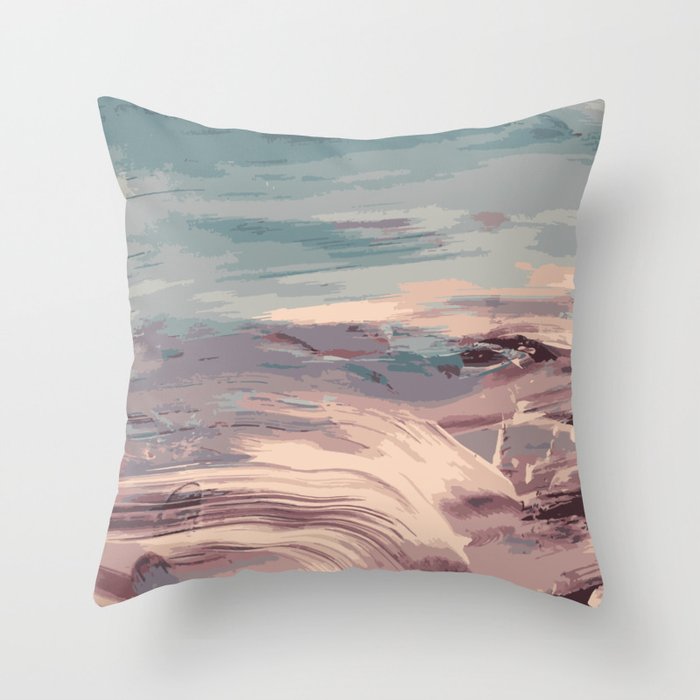 Abstract Sunset Beach Waves Throw Pillow