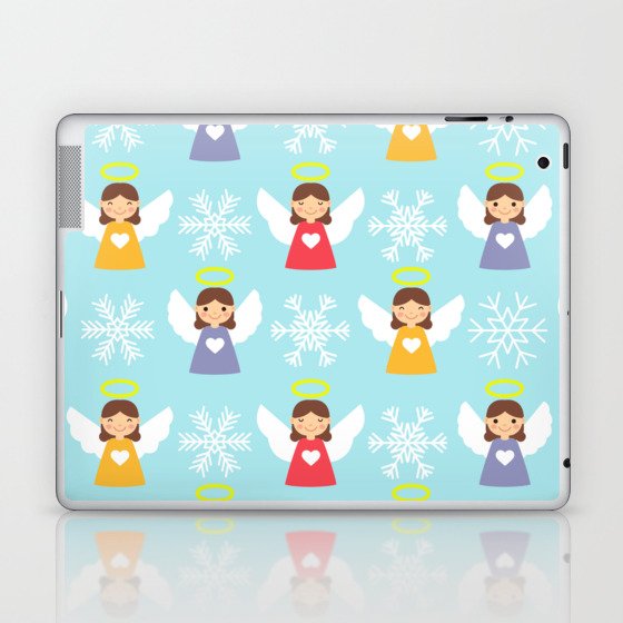 Christmas Pattern Cute Angel Snowflake Laptop & iPad Skin