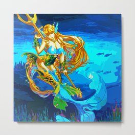 Atlantean Beauty 3 Metal Print | Fantasy, Fish, Mermaid, Trident, Mermaids, Legend, Homedecor, Atlantis, Ocean, Atlantean 