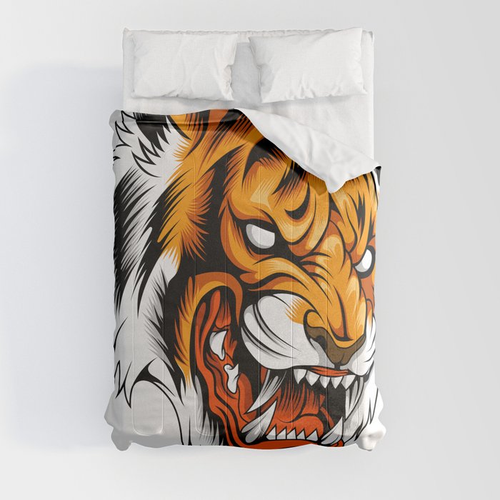 Angry Tiger Head Comforter