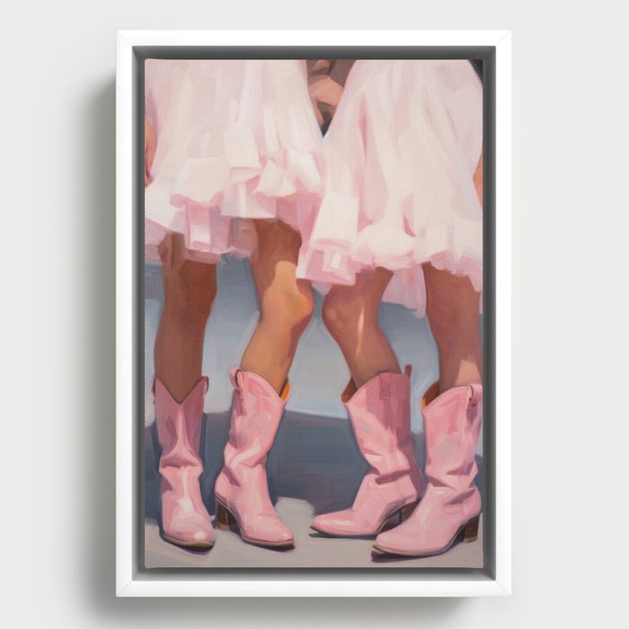 Cowgirl Couture | Twirling in Tulle & Boots Framed Canvas