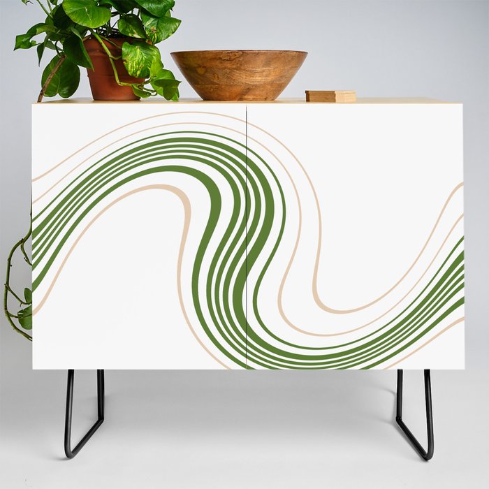 Simple Swirl - White, Sand and Palm Green Credenza