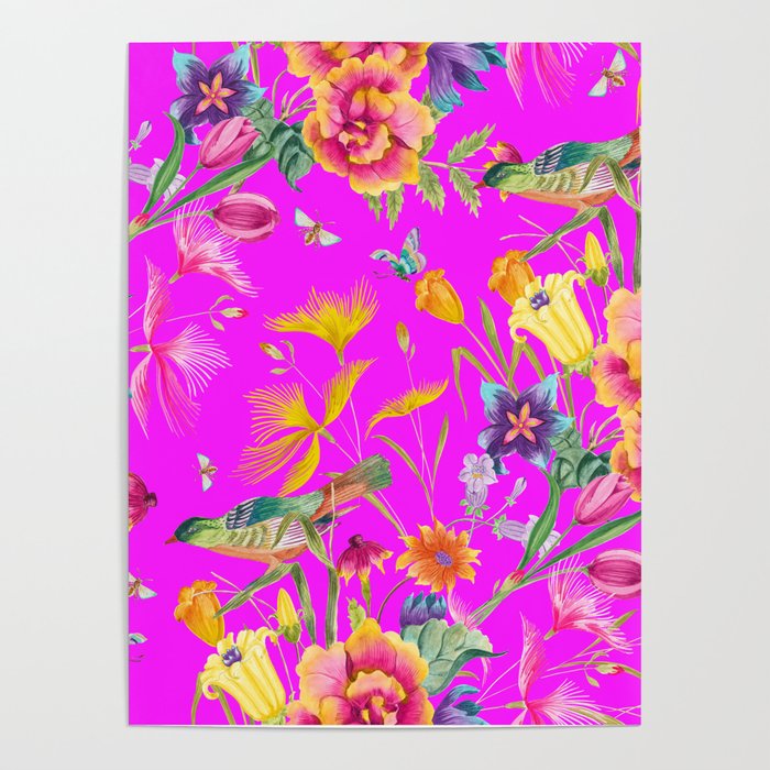 Bold Summer Print on Magenta Pink Poster