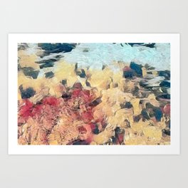 Blue Red And White Wave Abstraction Art Print