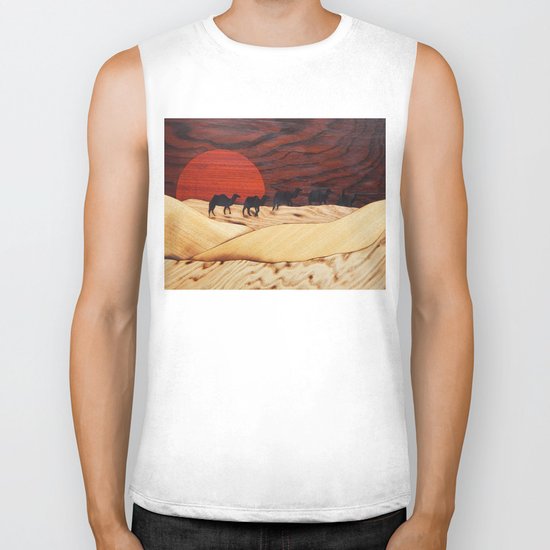 Desert landscape marquetry art Biker Tank