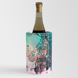 Cape Town - South Africa Libra Watercolor Map Wine Chiller