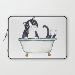 Tuxedo cat toilet Painting Wall Poster Watercolor Laptop Sleeve