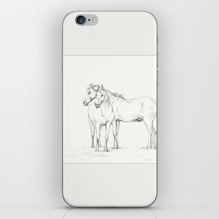 Two horses standing together (1816) by Jean Bernard iPhone Skin