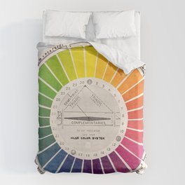 Vintage Color Wheel - Art Teaching Tool - Rainbow Mood Chart Pride Bettbezug | Color, Digital, Colors, Art, Photo, Mood, School, Retro, Pride, Vintage 