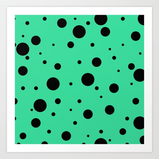 Black Bubbles On Green Art Print