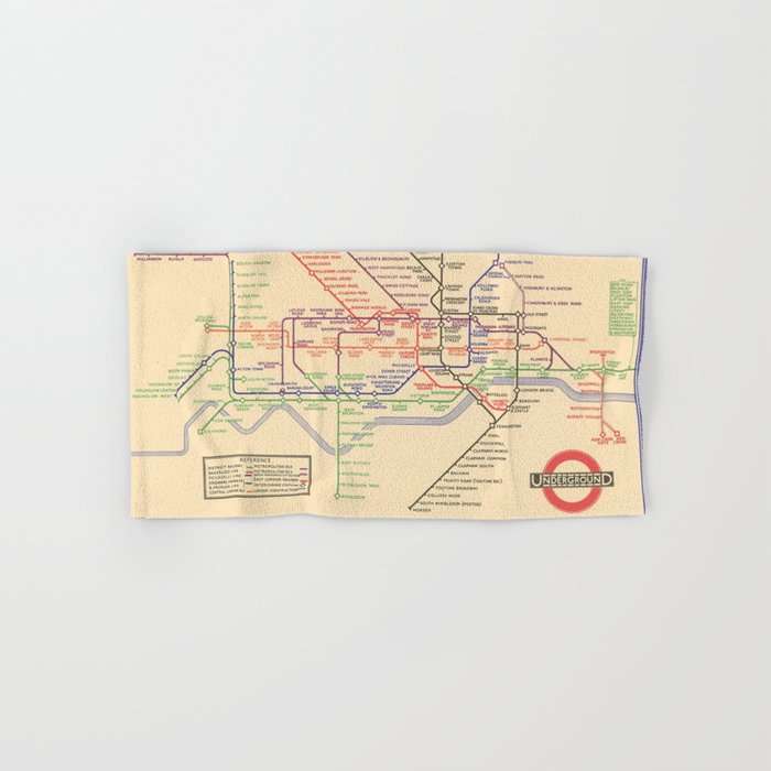 Vintage London Underground Map Hand & Bath Towel