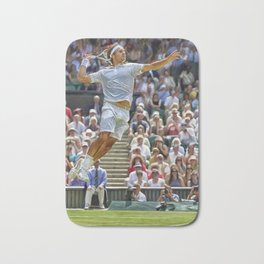 Flying Roger Federer at Wimbledon. Digital artwork print. Tennis fan art gift. Bath Mat | Federerfanart, Federerwimbledon, Wimbledon, Federerfangift, Federerartprint, Tennisartwork, Tennis, Tennisartprint, Rogerfederer, Digital 