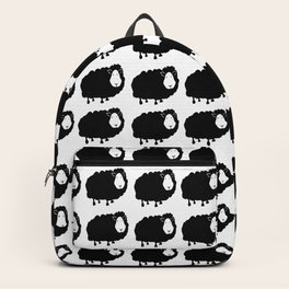 Black Sheep in a Row White Background Backpack