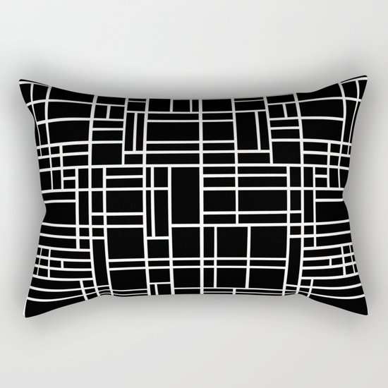 Map Outline White on Black Rectangular Pillow