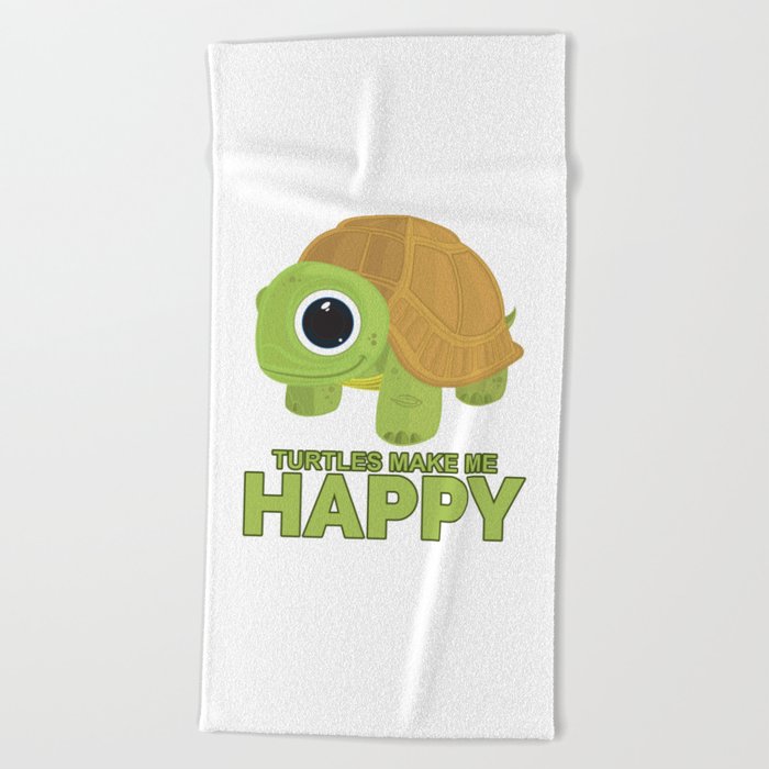 Turtles Make Me Happy Beach Towel