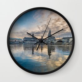 Sunset on Elbe Wall Clock