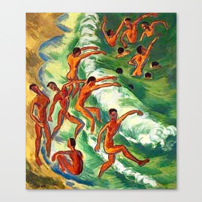 Men Swimming Cote d-Azur, France Circa 1920 landscape painting Canvas Print