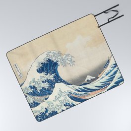 Blue Wave Great Wave Japan Kanagawa Hokusai Edo Mt Fuji Picnic Blanket