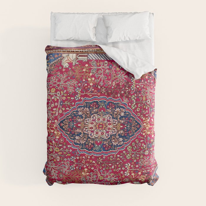 Qashqa’i Antique Fars Persian Rug Print Duvet Cover by Vicky Brago
