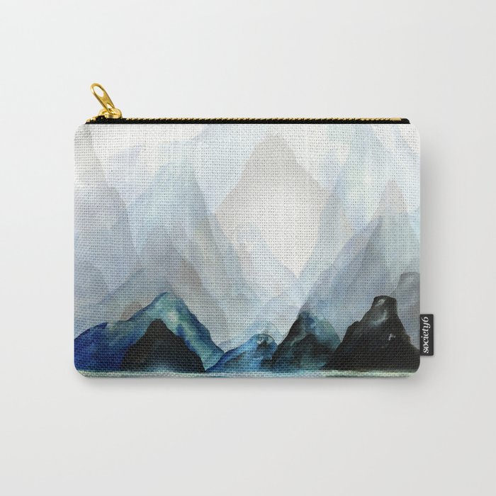Mountain#1: a minimal, abstract of Milford Sound in New Zealand mixed media painting Carry-All Pouch