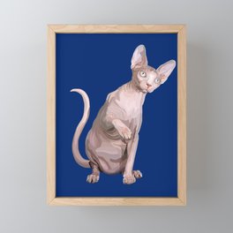 Elegant Sleek and Curious Sphynx Cat Framed Mini Art Print