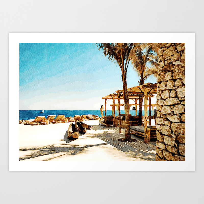 Watercolor Painting Of Mykonos Beach Art Print By Swandee Society6