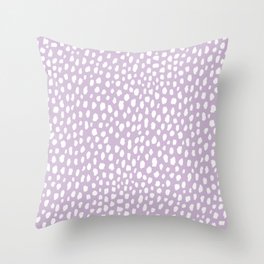 Handmade polka dot brush spots (white/lavender) Throw Pillow