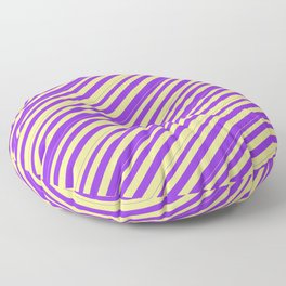 [ Thumbnail: Tan & Purple Colored Pattern of Stripes Floor Pillow ]