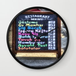 Turkish Restaurant Menu Board Wall Clock