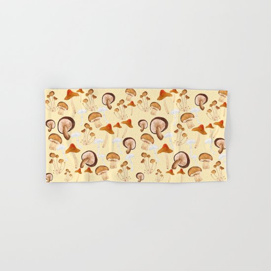 mushroom pattern watercolor painting Hand & Bath Towel