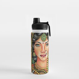 Beautiful indian woman portrait in zen style Water Bottle