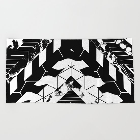 Layered (Black and white, abstract, geometric designs) Beach Towel