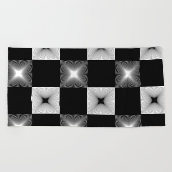 Black And White Illusion Pattern Beach Towel