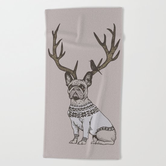 Deer Frenchie Beach Towel