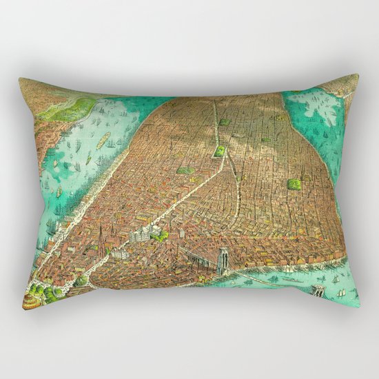 Retro New York Print Rectangular Pillow