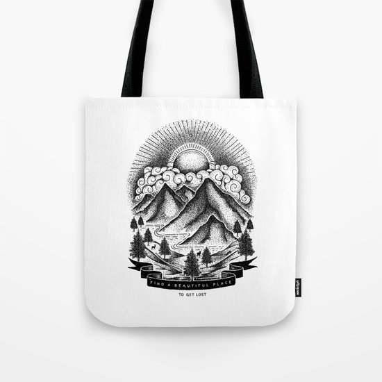 FIND A BEAUTIFUL PLACE TO GET LOST (White) Tote Bag