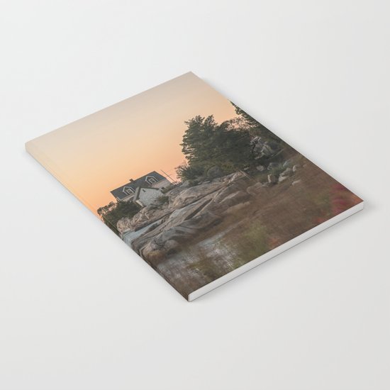 Autumn Lighthouse at sunset Notebook