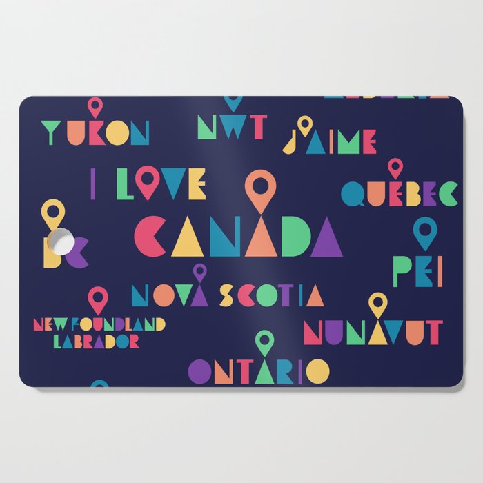 All 13 Canada Provinces and Territories with Maple Cutting Board
