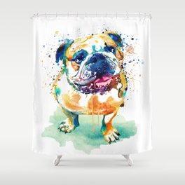 Watercolor Bulldog Shower Curtain