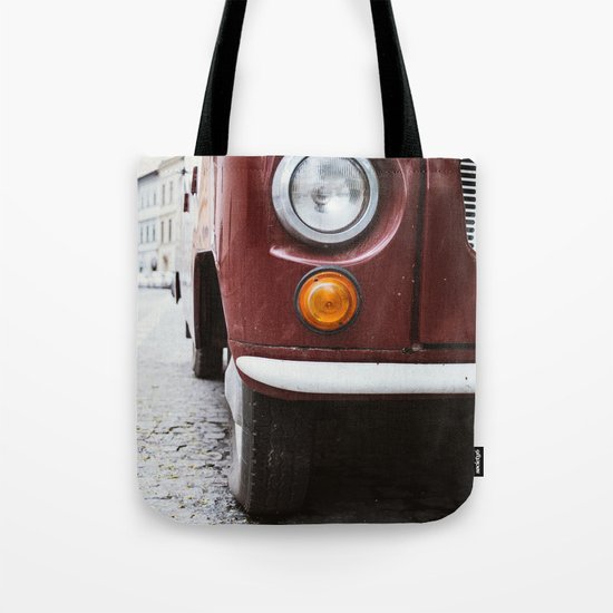 Retro Red Car Tote Bag