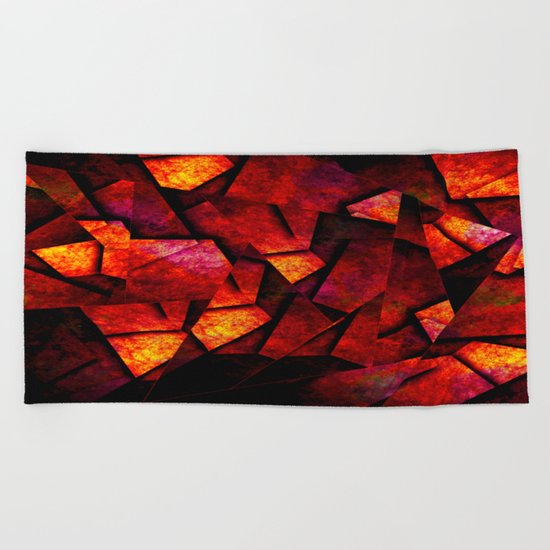 Fragments Of Fire - Abstract, geometric, fragmented pattern Beach Towel