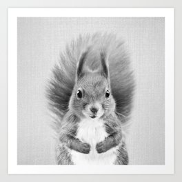 Squirrel 2 - Black & White Art Print