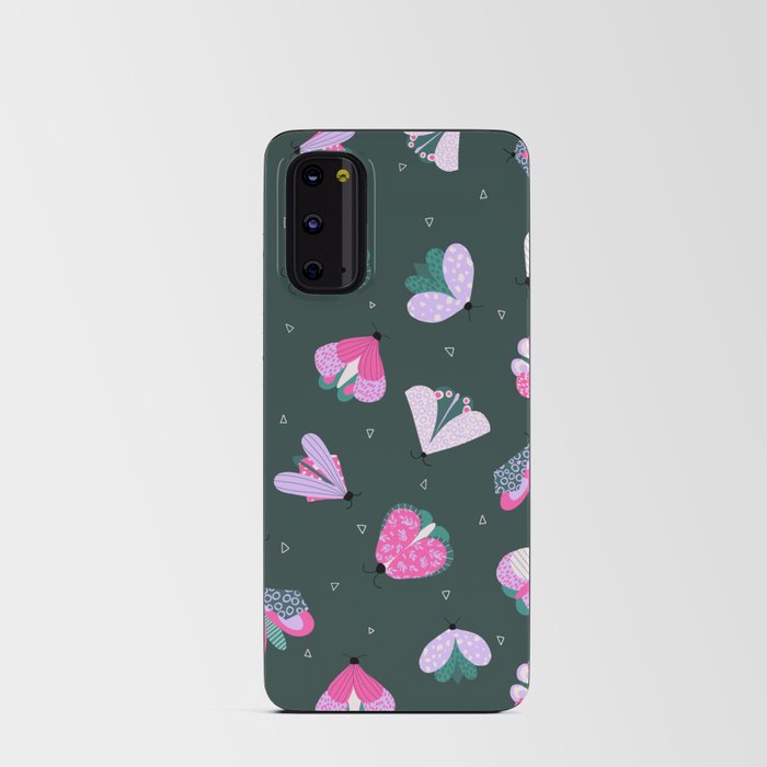 Moth Pattern Green Purple Pink Android Card Case
