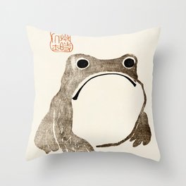 Unimpressed Frog Meika Gafu by Matsumoto Hoji 1814 - Frog Throw Pillow