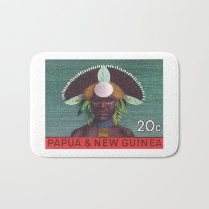 1968 Papua New Guinea Headress 20c Postage Stamp Bath Mat