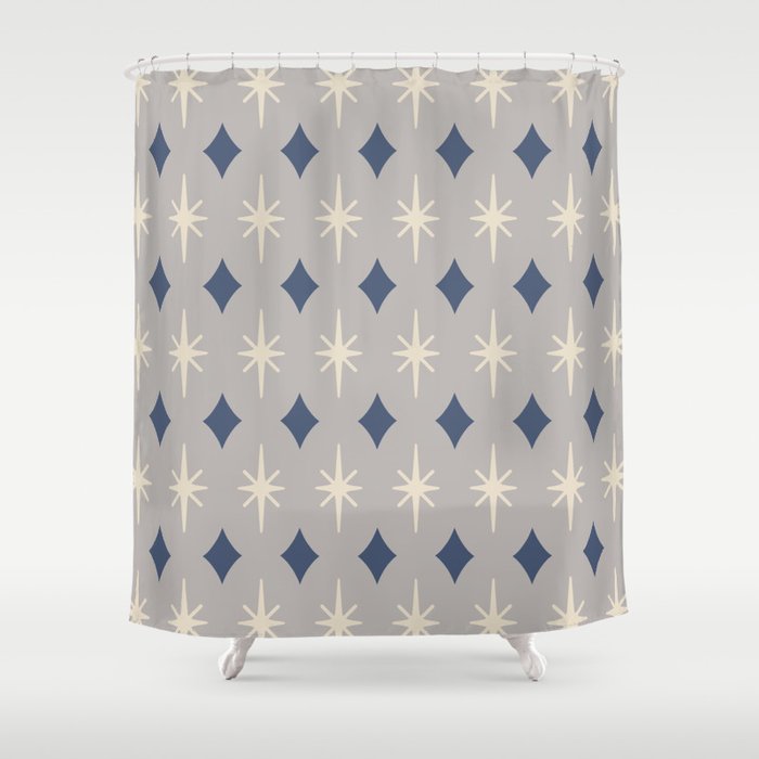 Retro Mid Century Modern Starburst Pattern 824 Winter Googie Shower Curtain