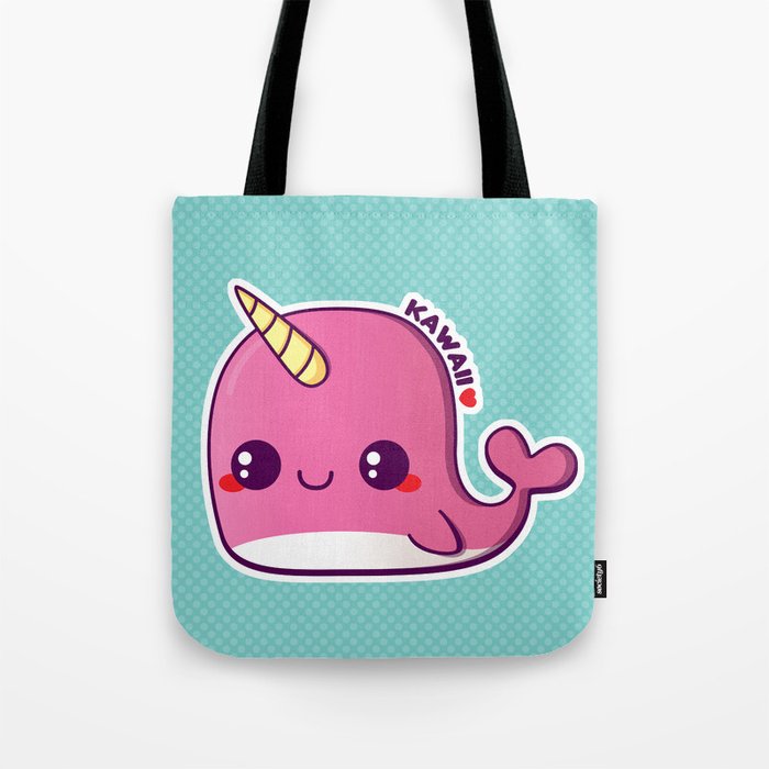 Kawaii Pink Narwhal Tote Bag By Paithagoras Society6 Kawaii Pink Narwhal Tote Bag